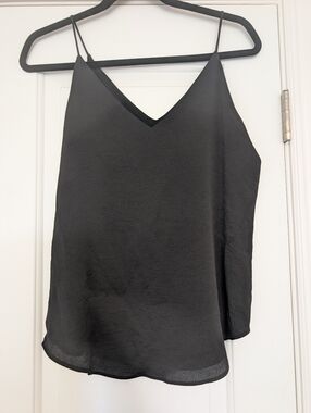Black V-Neck Satin Cami Top